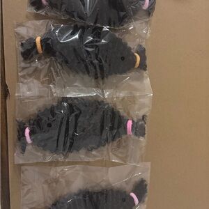 Black Hair Scrunchies with Pink and Orange Accents